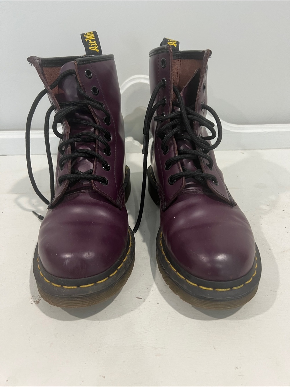 Dr. Martens Eggplant Leather 8-Eye Lace-Up Boots womens 6
